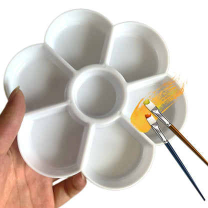 7-Well Flower Mixing White Ceramic Artist Paint Palette Tray for Watercolor Gouache Acrylic Oil Paintin (3")