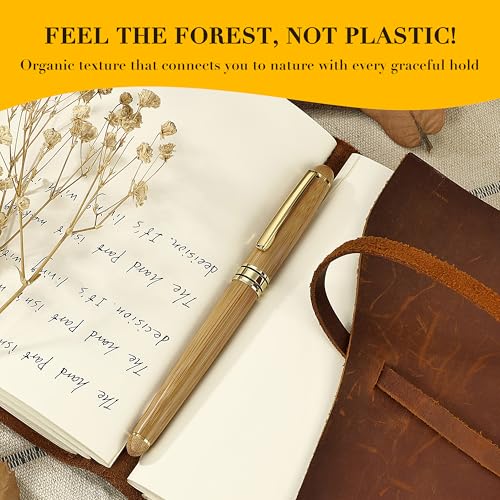 BEILUNER Luxury Wood Ballpoint Pen Writing Set,Bamboo-Elegant Nature Nice Gift Pen Set for Signature Executive Business Office Fancy Writing Supplies - Christmas Gift Boxed with Spare Refills (Black) - color: Bamboo