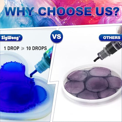 Alcohol Ink Set - 24 Bottles Vibrant Colors High Concentrated Alcohol-Based Ink, Concentrated Epoxy Resin Paint Colour Dye Great for Resin Petri Dish, Coaster, Painting, Tumbler Cup Making(10ml Each)