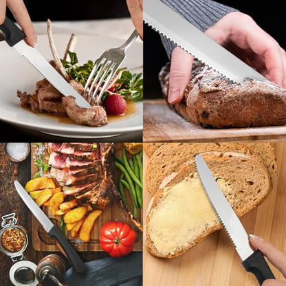 36 PCS Steak Knife Set - Stainless Steel Steak Knifes 8.7 Inch with Dishwasher Safe Steak Knoves,Metal Steak Knife,Dinner Knife Silverware for Home,Kitchen or Restaurant - size: 36PCS Steak Knife