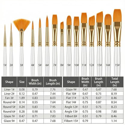 17Pcs Paint Brush Set with Palette Knife & Sponge, Standing Storage Case as Brush Holder, Professional Artist Brushes for Acrylic, Oil, Watercolor