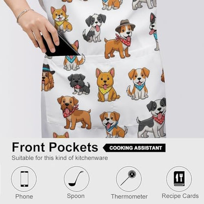Cooking Apron for Adults with Pockets, Waterproof Oil Resistant Bib for Kitchen Restaurant BBQ Baking - color: Style (340)