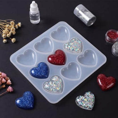 JJUNW 2 Pcs Valentine Heart Resin Mold, Heart Epoxy Mold Silicone Mold for Valentine Gift Party Gifts Shape Pendant Making DIY Craft