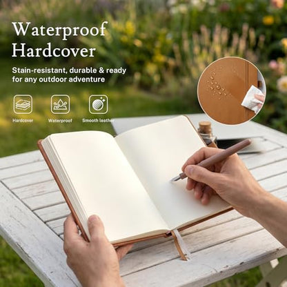 PAGELYST Blank Journal Notebook, 200 Pages,4 Pack Leather Hardcover Notebook, A5 Medium 5.7'' x 8.3'', 100 GSM Thick Paper for Sketching, Drawing, Painting (Brown) - color: Brown, size: A5-Blank