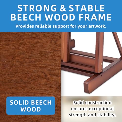 Falling in Art Large H-Frame Studio Easel, Solid Beechwood Easel Stand for Painting, Artist Canvas Easel Stand for Display, Holding Canvases up to 78 Inches, Walnut - style: Walnut