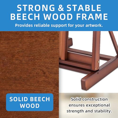Falling in Art Large H-Frame Studio Easel, Solid Beechwood Easel Stand for Painting, Artist Canvas Easel Stand for Display, Holding Canvases up to 78 Inches, Walnut - style: Walnut