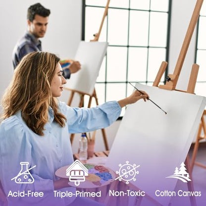 ESRICH Stretched Canvas for Painting 12x12 Inch, 3 Pack Square Painting Canvas -5/8 in Profile Primed Cotton White Blank Canvases for Painting for Oil & Acrylic Paint - size: 12x12in 3pack
