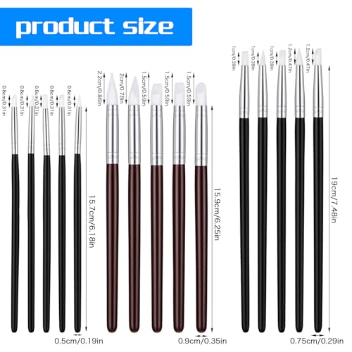 15 Pcs Professional Silicone Rubber Tip Paint Pens Brushes Silicone Paint Brushes for Crafts 5 Shapes Head Rubber Paints Pens Flexible Clay Carving Tools for Handicraft Sculpting Pottery Nail Art