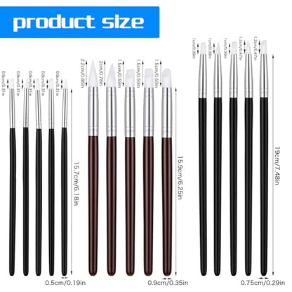 15 Pcs Professional Silicone Rubber Tip Paint Pens Brushes Silicone Paint Brushes for Crafts 5 Shapes Head Rubber Paints Pens Flexible Clay Carving Tools for Handicraft Sculpting Pottery Nail Art