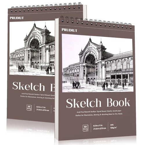 2 Pack Sketch Book 8.5×11 inch, Spiral Sketch Pad 50 Sheets Each(68lb/100gsm), Acid-Free Sketchbook for Drawing Painting Sketching, Art Paper Drawing Supplies for Teens Adults Artists Ideal Gifts - color: Reddish brown, size: 8.5 x 11inch(2 Pack)