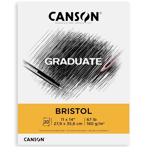 Canson Graduate Bristol Pad, Foldover, 11x14 inch, 20 Sheets | Artist Paper for Adults and Students - Drawing, Sketching, Markers and Art Journaling, White - size: 11x14 inch
