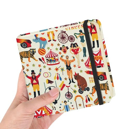 E-WEICHEN Square 4.8x4.8 inches 80gsm 96sheets/192 Pages Notebooks Blank Sketchbooks Travel Journal Pocket Hardcover Paint Writing Diary Memo Planner Cloth Cover. Circus Troup - color: Cloth Cover-4.8x4.8in-Circus Troup