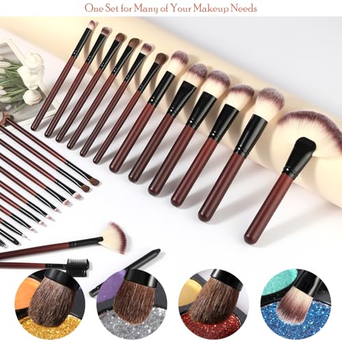 Makeup Brushes Premium Synthetic Foundation Powder Concealer Blending Blush Contour Eyeshadow Eyeliner 26Pcs Makeup Brush Set Red for Women Girl with 2 PU Leather Bags