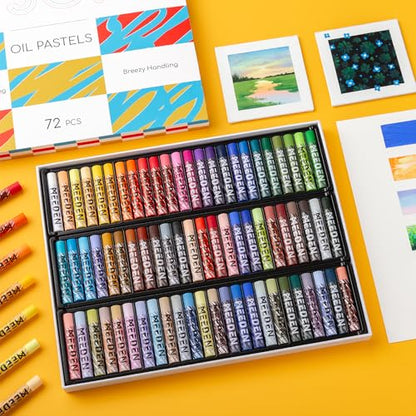 MEEDEN Soft Oil Pastels Set: 72 Vibrant Colors Oil Pastels for Artists Beginners Adults - Smooth Oil Pastel Crayons for Art Supplies, Painting, Drawing, Blending, Layering, Shading - style: 72 Colors