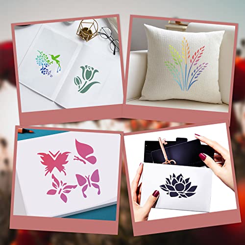 64 Pieces Stencils for Painting, Small Reusable Flower Plant Stencil, Art Craft Template for Painting on Wood, Wall, Fabric, Rock, Chalkboard, Sign, DIY Art Scrapbook Projects(Plants) - style: Plants