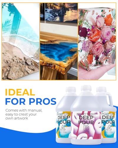 INCLY Deep Pour Epoxy Resin 1.5 Gallon Kit, 2:1 Epoxy Resin Deep Pour for 2 to 4'' Pour Molds Craft, Bubble Free & Crystal Clear Resin Casting for River Table Wood Filler Bar Top Preserving Flowers - size: 1.5 GALLON