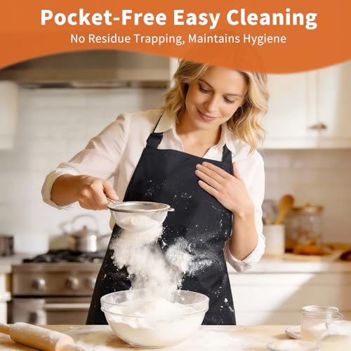 SHEOMERN Aprons for Men Kitchen Cooking – Waterproof & Oil Proof 3-Layer Long Pocket-Free Chef Apron for Grilling BBQ Baking – Gift for Men - color: Black
