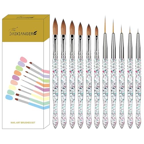 11Pcs Nail Art Brush Set, Acrylic Nail Brushes & Fine Detail Liner Brushes, Professional Nail Art Tools for Gel Polish, Acrylic Nails, French Manicure, Intricate Designs & Salon DIY Manicure - color: 11Pcs Art Brushes
