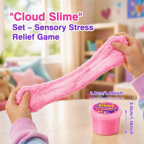 80 Pack Cloud Slime Kit for Boys Girls Ages 8-12, Bulk Birthday Gifts for Kids, Slime Set Party Favors Goodie Bag Stuffers, 4 5 6 7 8 9 10 Year Old Girl Cute Stuff, Soft Stress Relief Putty Toy - style: 80 Pcs Cloud Slime