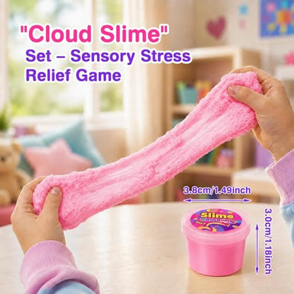 80 Pack Cloud Slime Kit for Boys Girls Ages 8-12, Bulk Birthday Gifts for Kids, Slime Set Party Favors Goodie Bag Stuffers, 4 5 6 7 8 9 10 Year Old Girl Cute Stuff, Soft Stress Relief Putty Toy - style: 80 Pcs Cloud Slime