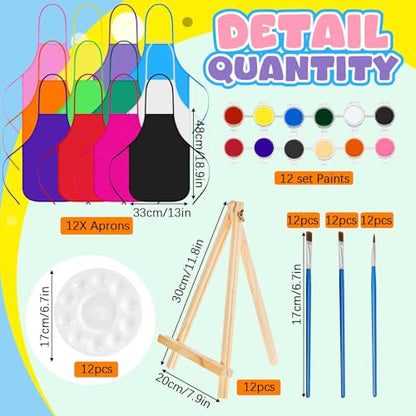 Ireer 12 Set Paint Party Set 8 x 10 Sip and Paint Kit Include 12 Printed Pre Drawn Canvas Panel, Wooden Easels, Palettes, Pots, Apron 36 Brushes for Adult Art DIY Party(Farm Animals) - style: Farm Animals