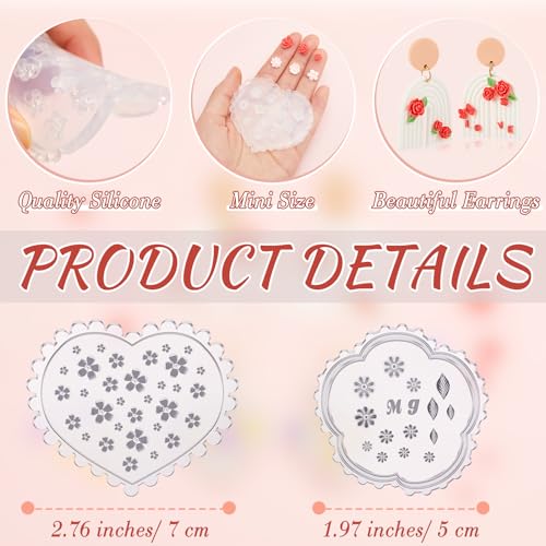 Zeyune 8 Pcs Polymer Clay Molds, Silicone Mini Flower Bows Alphabet Cutters for Earring Jewelry Making, Small Rose Daisy Leaf Letter Clay Mold Kit(Fresh) - style: Fresh