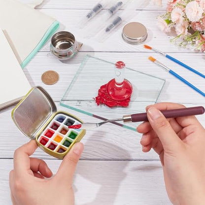 NBEADS 13 Pcs Watercolor Paint Making Tools, with Sketch Notebook Watercolor Paint Muller Glass Muller Slab Painting Brushes Palette Tin Cases for DIY Painting