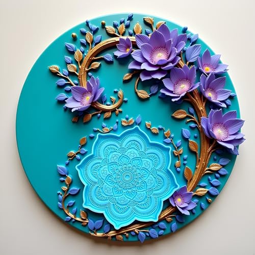 Epoxy Resin Silicone Molds, Mandala Coaster Tray Cup Mat Casting Mould, DIY Crafts Sculpture Supplies, Home Decoration Making Tools, Jewelry Casting Supplies(4.7x4.7x0.27inches)