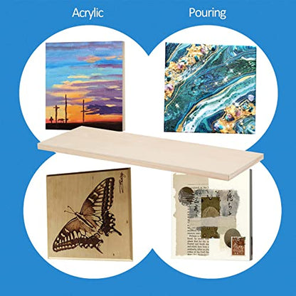 Falling in Art Unfinished Birch Wood Panels Kit for Painting, Wooden Canvas 2 Pack of 6x24 Studio 3/4" Deep, Cradle Boards for Pouring, Art, Crafts, Burning and More - size: 6'' x 24''