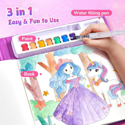 JoyCat Paint with Water Coloring Books, Art & Craft Activity, Princess No Mess Art for Kids Ages 4-8, Craft Kits & Supplies, DIY Creative Activity, Gifts for Girls & Boys - style: Princess & Magical Pony 2