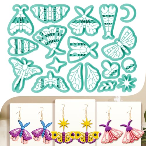 18Pcs Moth Shapes Polymer Clay Cutters Set, Clay Earrings Cutters Polymer Jewelry Cutter for Earrings Making DIY Craft Supplies