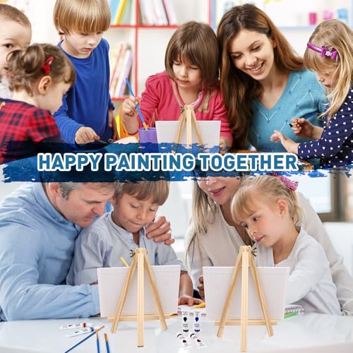 ESRICH 52PCS Acrylic Paint Canvas Set, Acrylic Painting Kit with 2 Set of 12 Colors Acrylics Paint,Paint Brushes,Canvas, Wooden Easels, Art Plates, Art Painting Supplies for Kids Adults Beginners - color: 24