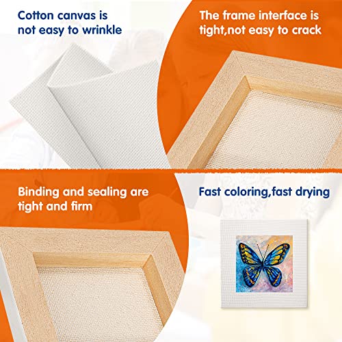 FIXSMITH Mini Stretched Canvas for Painting - 24 Pack 4 x 4 Inch, 2/5” Profile Small Square Canvases, 100% Cotton Blank Canvas, Home Decor Project, Art Supplies for Acrylic Oil Painting - size: 4"X4"