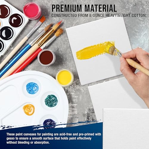 U.S. Art Supply Mini Magnetic Canvas Panels, 24 Pack, 4x4 Inch, Primed 8 Ounce Heavyweight Cotton, Small Canvases for Painting Acrylic and Watercolor, White Square Flat Canvas Boards - size: 4" x 4"