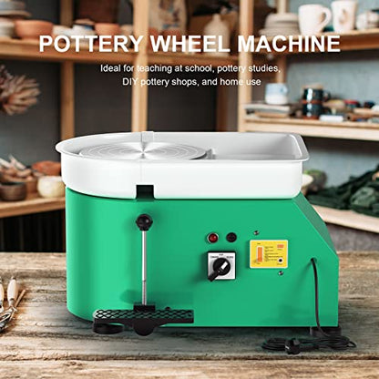 Pottery Wheel Pottery Forming Machine 25CM 350W Electric Pottery Wheel with Detachable Basin Foot Pedal DIY Clay Tool Ceramic Machine Work Clay Art Craft (Green)1 - color: green