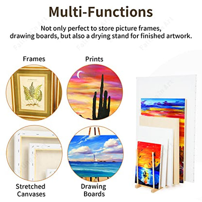 Falling in Art Large Wooden Art Storage Rack - Canvas Drying Stand for Artworks, Frames, Canvases, Drawing Boards, Prints, Panels, Paintings Display - size: Large