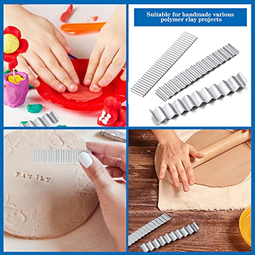 Honoson 10 Pieces Polymer Clay Cutters Tools Clay Tissue Blade Slicer Carbon Steel Cutting Slicing Tools for DIY Shaping Modelling Slicing Sculpting, Straight and Wave