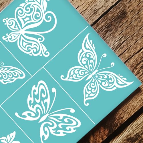 2 Sheets Butterfly Silk Screen Stencils, 8.7 x 11 Inch Self-Adhesive Silk Screen Printing Stencils Reusable Mesh Stencil for Painting on Wall, Wood, T-Shirt, Fabric, Home Craft Decor - style: Butterfly