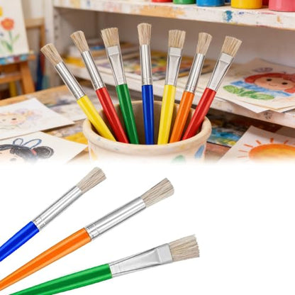 54 Pcs Paint Brushes for Kids, Bulk Kids Paint Brushes Set with 27 Flat & 27 Round Bristle Brushes, Easy-Grip Toddler Paint Brushes for Acrylic, Watercolor, Gouache & Washable Paint