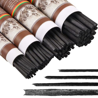 Gueevin 100 Pcs Willow Charcoal Sticks, Willow Charcoal, Artists, Beginners, Students, Perfect for Sketching, Drawing, Shading, and Fine Back to School Christmas Art Gifts (2-4mm,4-5mm,5-7mm,7-9mm) - size: 2-4mm,4-5mm,5-7mm,7-9mm