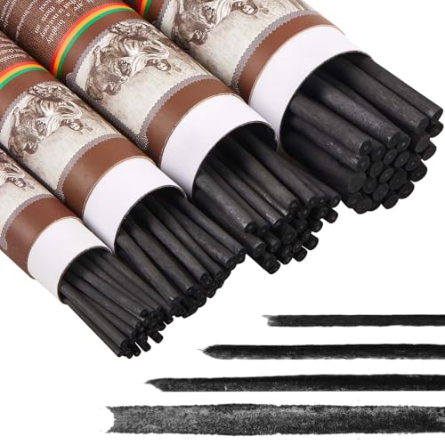 Gueevin 100 Pcs Willow Charcoal Sticks, Willow Charcoal, Artists, Beginners, Students, Perfect for Sketching, Drawing, Shading, and Fine Back to School Christmas Art Gifts (2-4mm,4-5mm,5-7mm,7-9mm) - size: 2-4mm,4-5mm,5-7mm,7-9mm