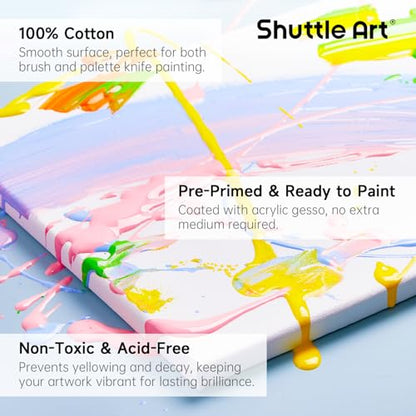 Shuttle Art Canvas for Painting, 12-Pack 11x14 Inch Stretched Canvas, 100% Cotton, Primed White Premium Blank Canvases, Ideal Art Supplies for Beginners Artists Acrylic Oil Acrylic Pouring - size: 12 Pack 11x14"
