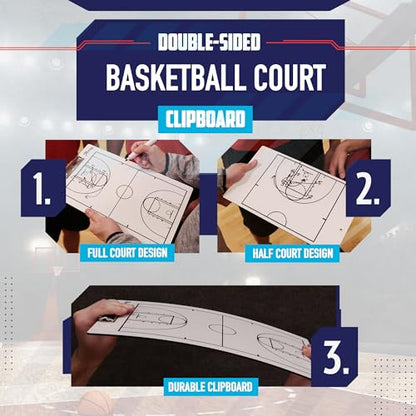 Murray Sporting Goods Dry Erase Coaches Clipboard | Double-Sided Dry Erase White Board - style: Basketball