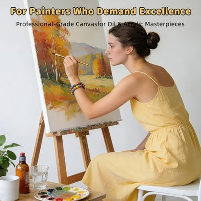 2-Pack 24x36 Stretched Canvas 13.4oz Warp-Resistant for Oil & Acrylic | 13.4oz (380gsm) triple gesso primed, warp-resistant, large pre-stretched canvas for gallery-quality art - size: 2pk - 24"x 36"