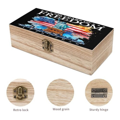 250 Years Of Freedom Statue Of Liberty American Flag 1776 2026 Jewelry Box Wooden Rustic Multi-Purpose Organizer with Front Clasp for Jewelry, Crafts, Accessories & Small Items - color: style-9