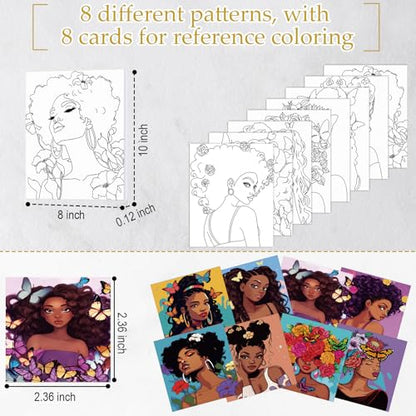 Cholemy 36 Pcs Paint and Sip Kit for Adults 8''x10'' Pre Drawn Canvas for Painting DIY Afro Acrylic Painting Kit Wood Easel Brushes Date Night Bulk for Summer 4th of July Party Gift(Sunshine Lady) - style: Sunshine Lady