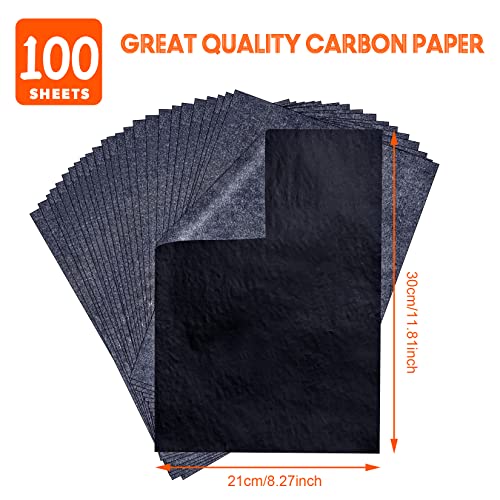 psler 100 Sheets Carbon Paper Sheets, Carbon Transfer Paper with 3PCS Embossing Stylus for DIY Woodworking, Paper, Canvas and Other Art Craft Surfaces(7.3 by 10 Inch) - size: A4 (100 Sheet with 3PCS Embossing Stylus)
