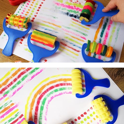 Painting Foam Brush Roller Sponge with Plastic Handle Washable Painting Brushes Touch Up Brush DIY Art Craft Painting Tool 8 pcs - color: C