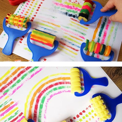 Painting Foam Brush Roller Sponge with Plastic Handle Washable Painting Brushes Touch Up Brush DIY Art Craft Painting Tool 8 pcs - color: C