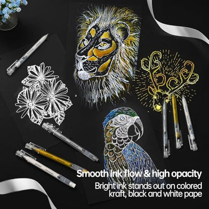 GETHPEN 0.6mm Fine Point Silver Gel Pens, 3-Pack for Artists Drawing on Black Paper, Sketching, Adult Coloring Books & Modern Crafts - size: 0.6 mm, style: 3 Pack Silver